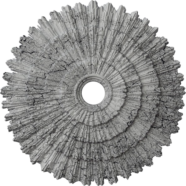 Ekena Millwork Eryn Ceiling Medallion (Canopies up to 4"), 24 3/4"OD x 3 1/4"ID x 1 7/8"P, Ultra Pure White Crackle CM24ENUWC - main